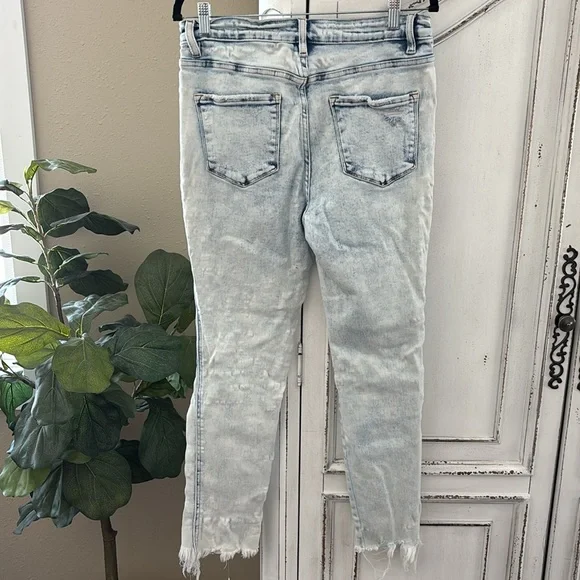 Flying Monkey High Rise Ankle Skinny White Wash Distressed Jeans, Size 29 - Picture 2 of 9